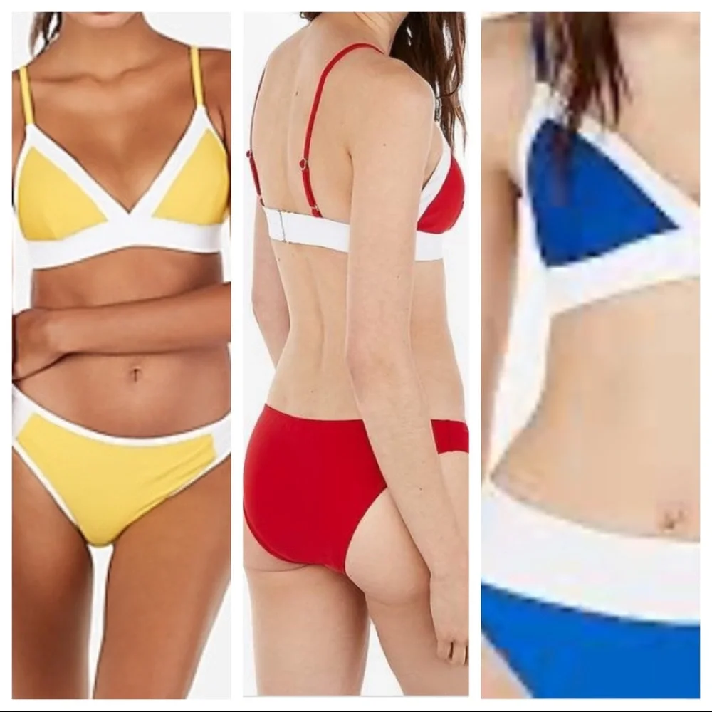 Express ColorBlock Triangle‎ Bikini Top - Picture 6 of 7